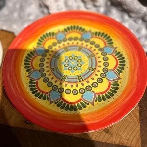 Elama Multicolored Round Stoneware Mandala Pattern Dinnerware set of 2 small